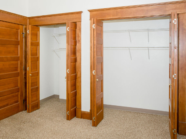 Closets with wood trim