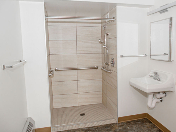 Fully accessible bathroom with walk-in shower